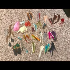 Feather earrings/necklace LOT